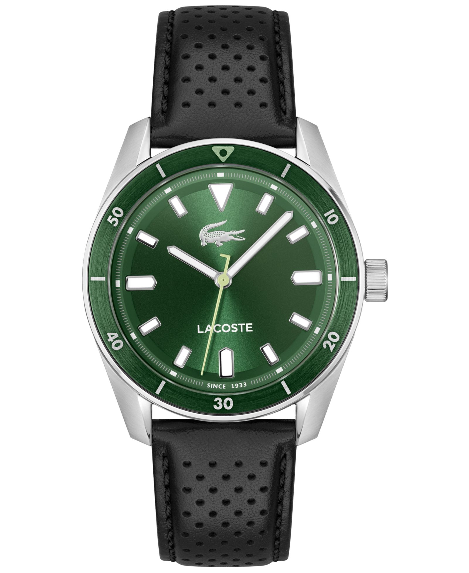 Часы Lacoste Men's Boston Black Leather Strap Watch, 39mm