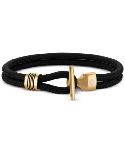 Мужской браслет Esquire Jewelry Black Cord Toggle в Gold-Tone Ion-Plated Stainless Steel