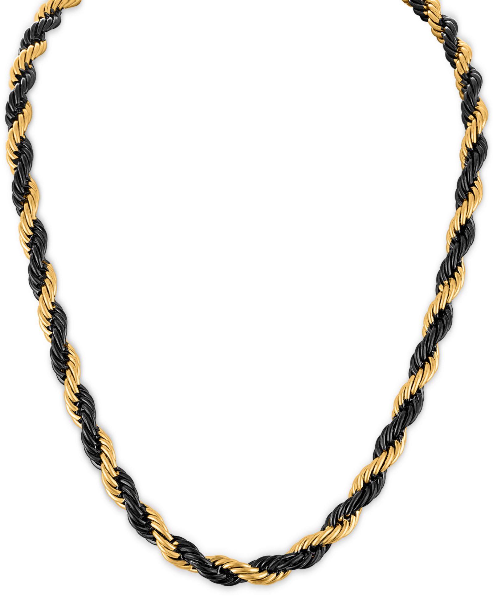 Мужское ожерелье Esquire Men's Jewelry Intertwined Rope Link 22" Black & Gold-Tone