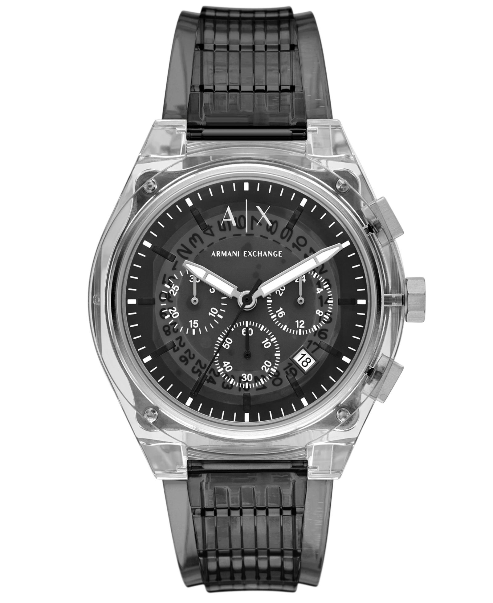 Мужские часы A|X Armani Exchange Sync Quartz Chronograph Gray Polyurethane, 44mm