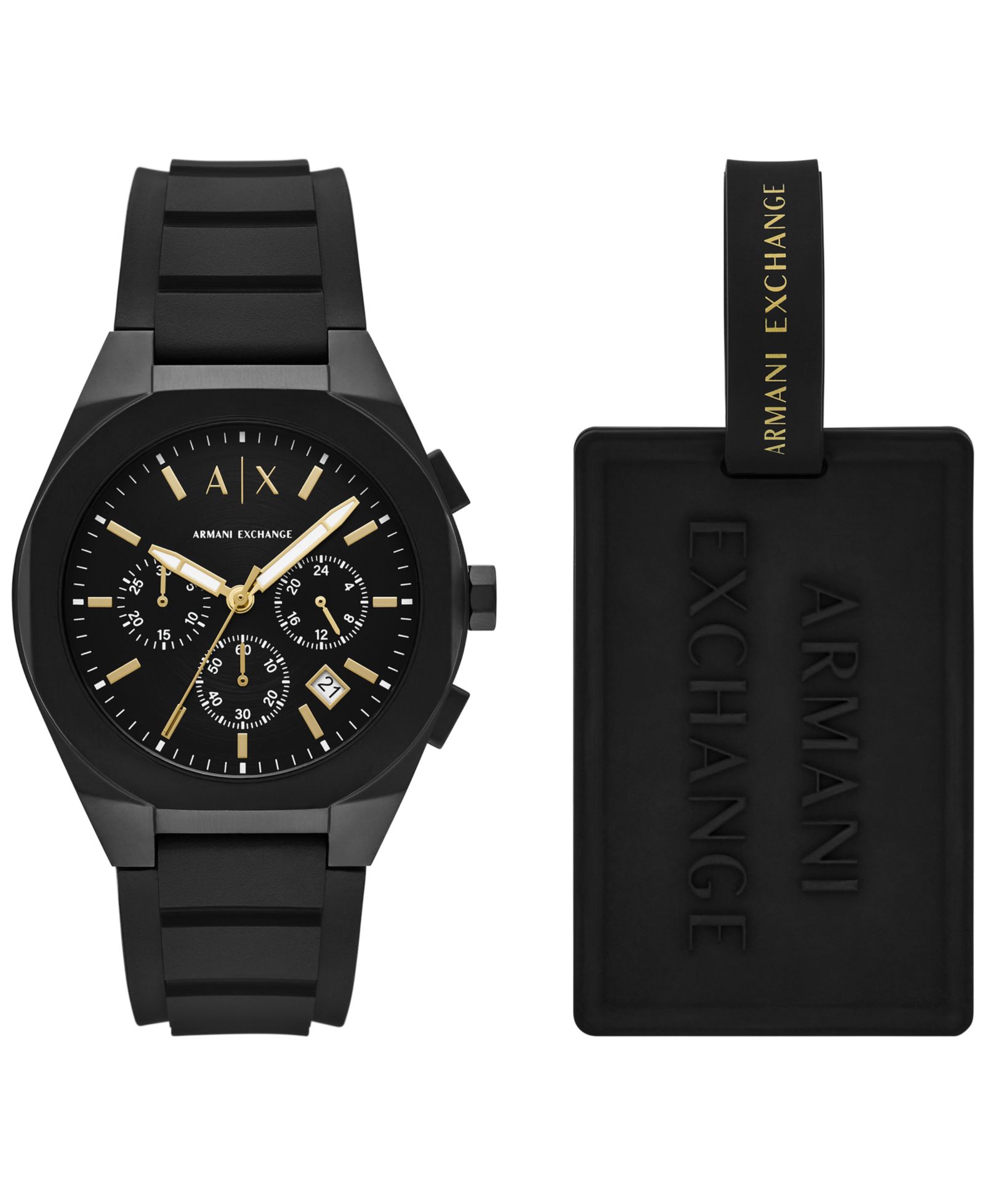 Мужские кварцевые часы A|X Armani Exchange Chronograph Black Silicone 42mm
