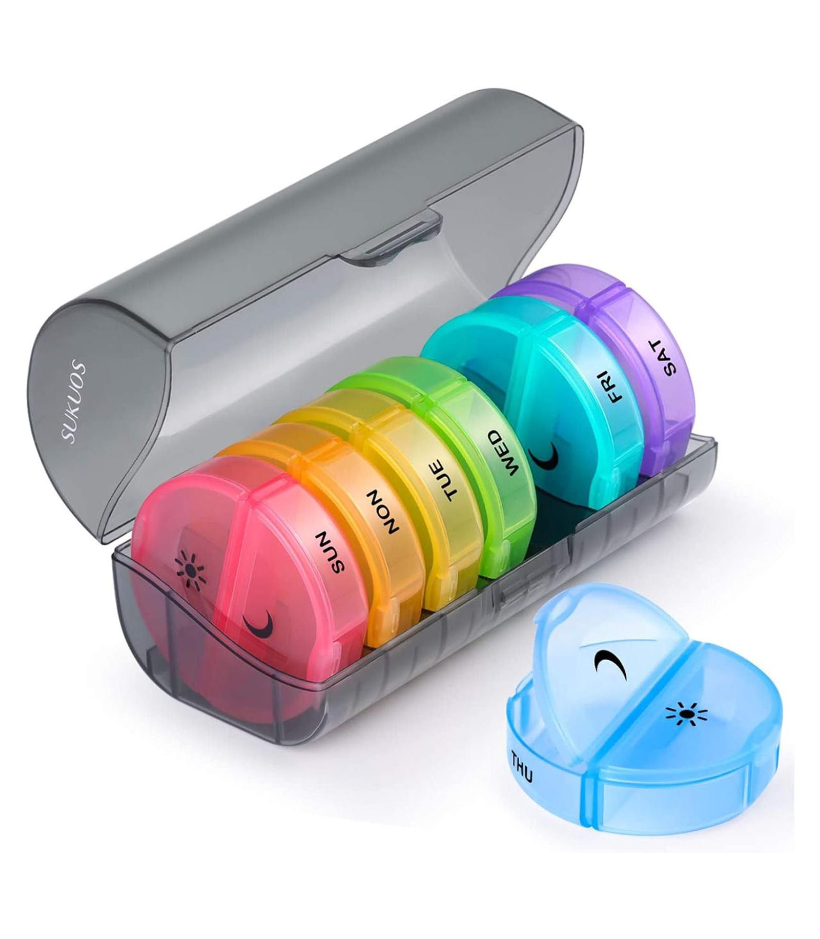 Sukuos Weekly Pill Organizer 7 Day 2 Times a Day