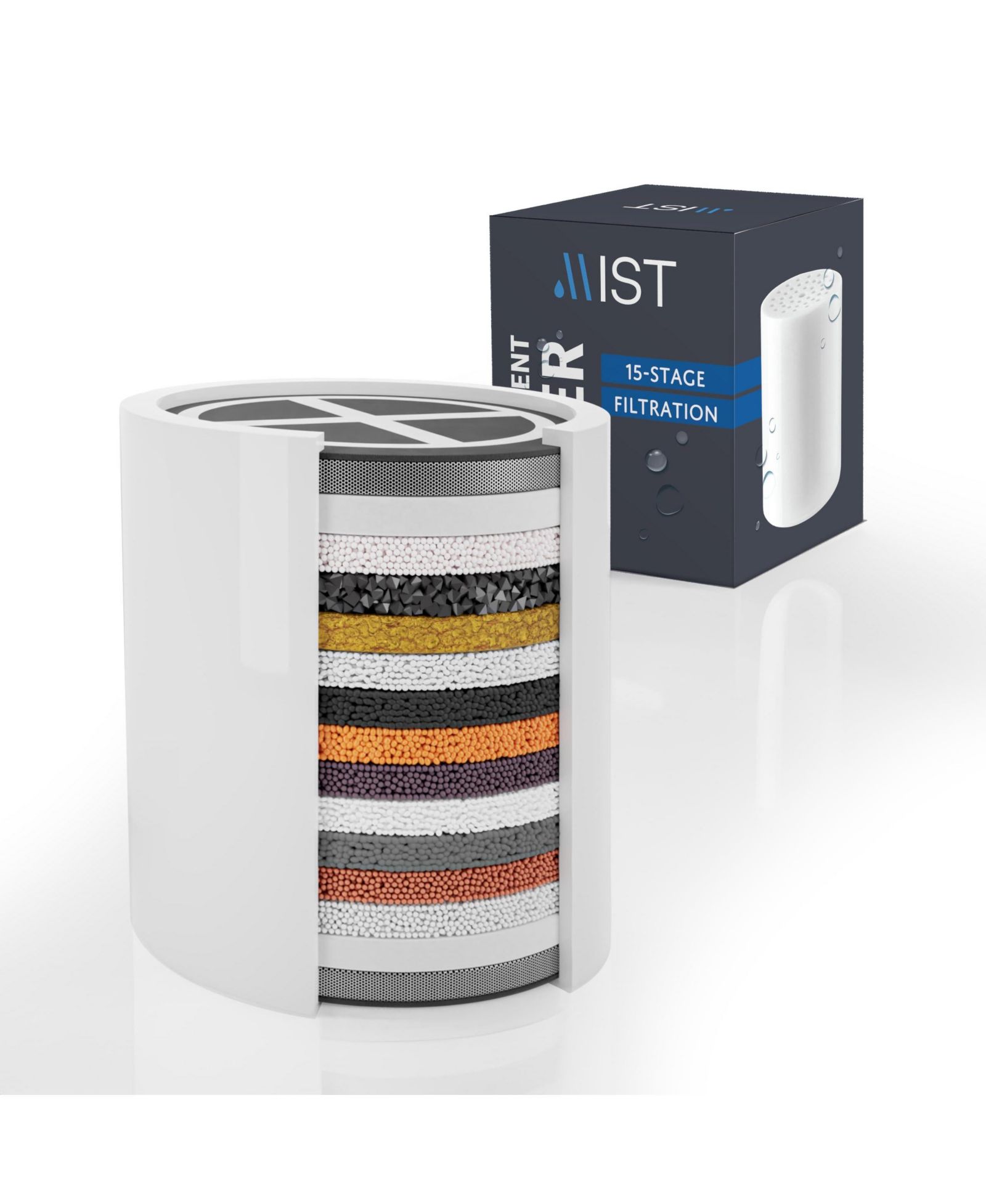 Mist MSC081 Replacement Shower Filter Cartridge for MSS081, MSS082, MSS083 Shower Systems, 15 Stage Filtration, Lasts 6 Months, 1 Pack
