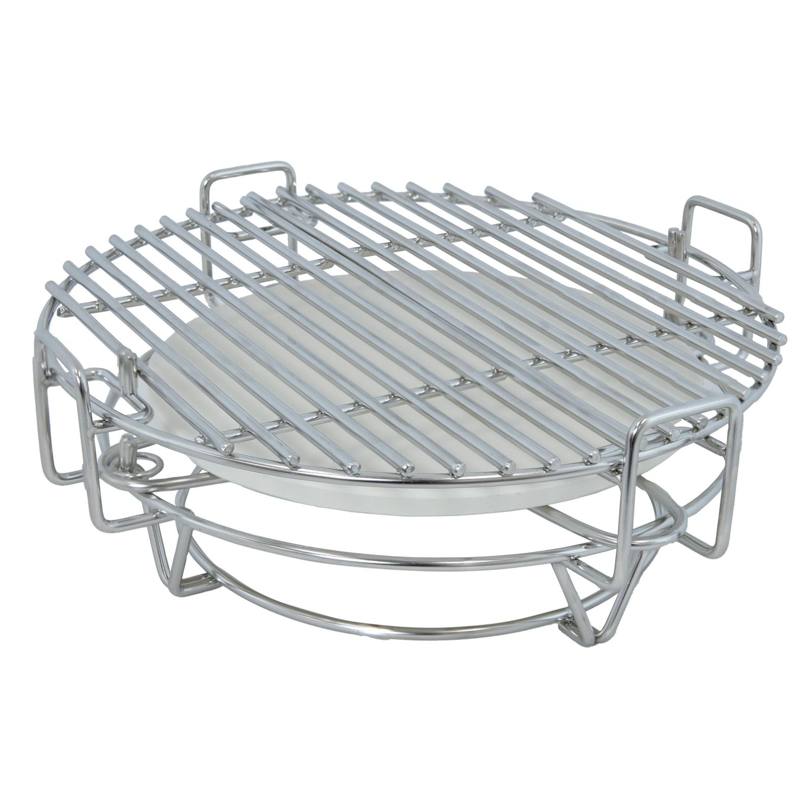 Решетка для приготовления Sunnydaze Decor Half Moon с керамической защитной пластиной для грилей Kamado Egg 15" - 12.5"