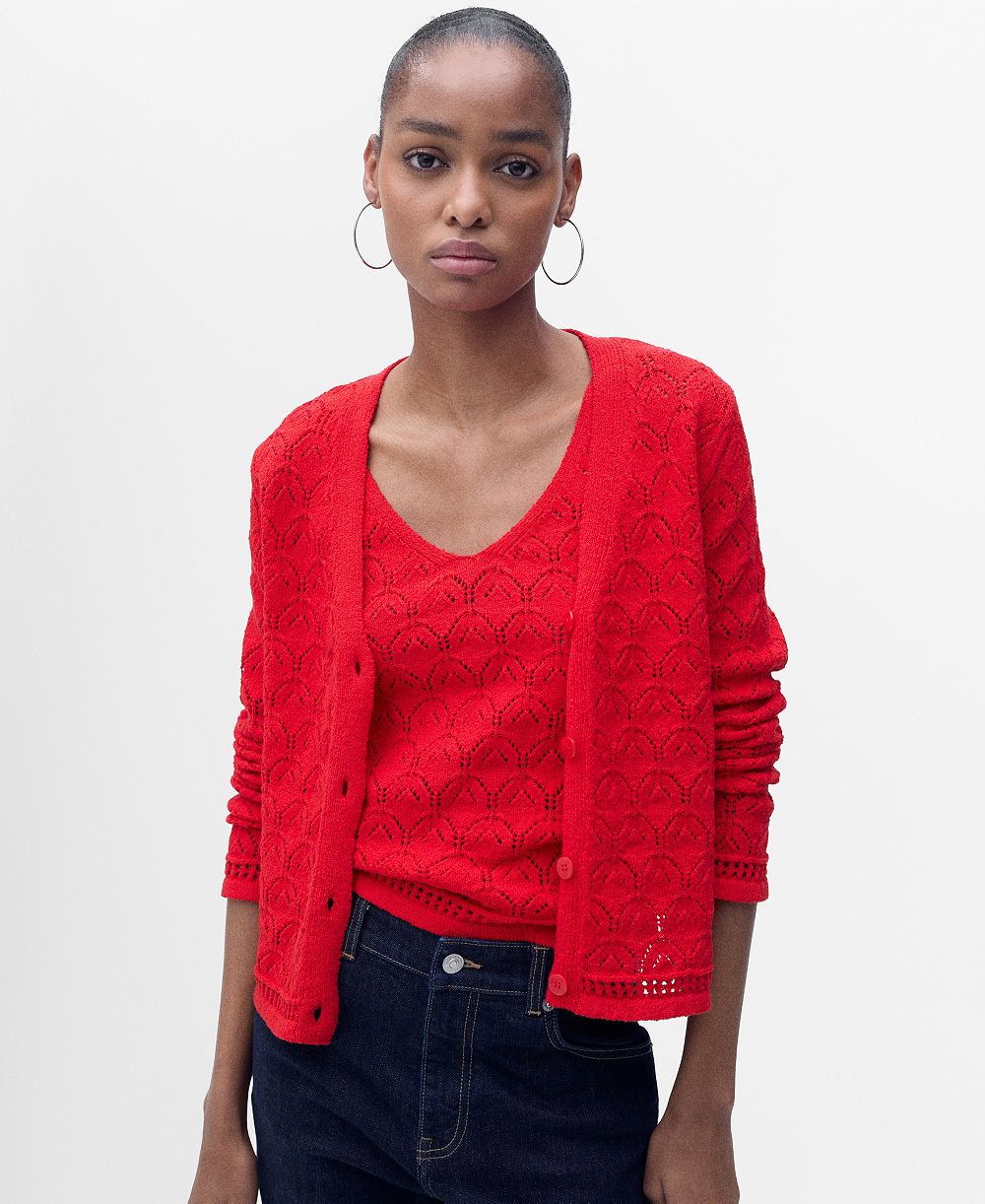 Mango Women's Openwork Detail Knit Cardigan