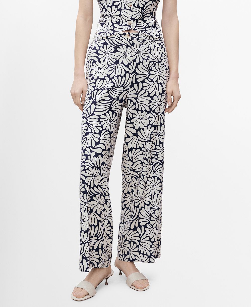 Mango Women's Floral Linen Pants