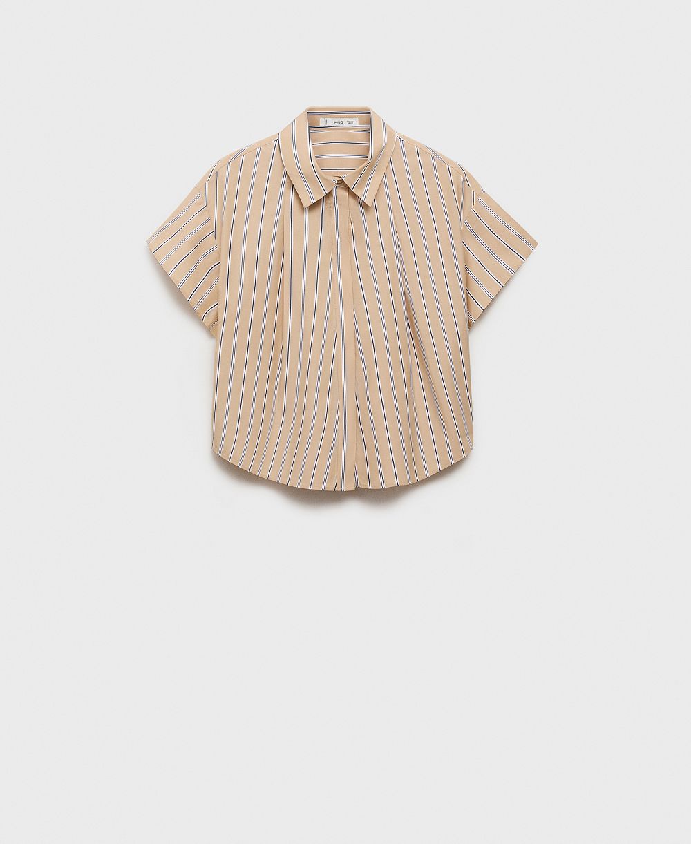 Mango Women's Short Sleeve Striped Shirt
