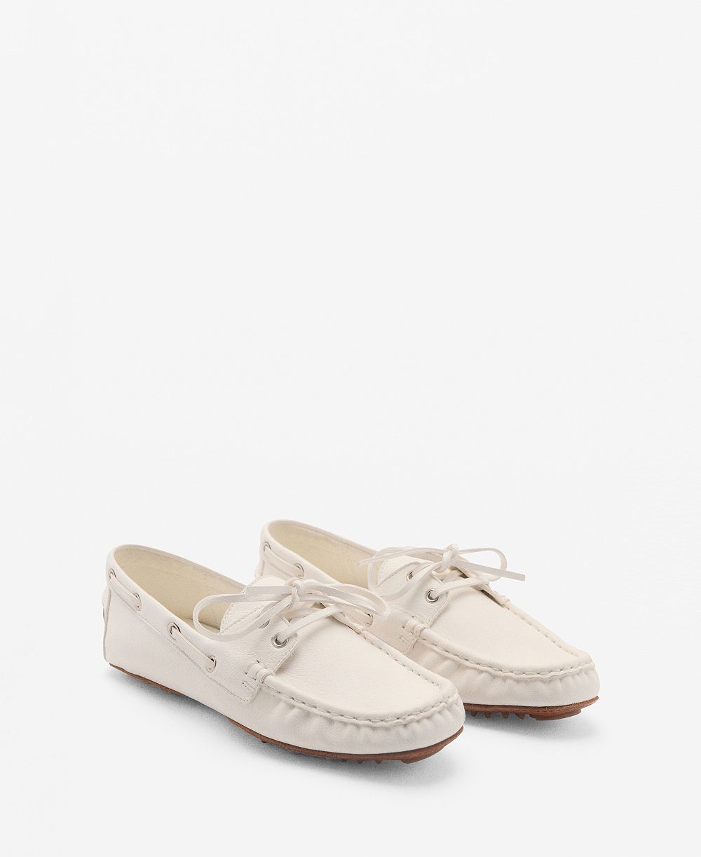 Mango Women's Laces Leather Boat Shoes