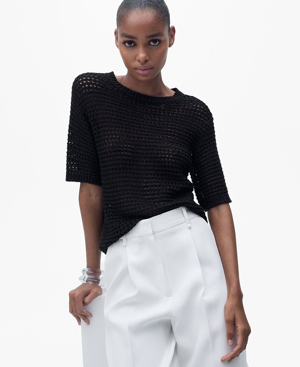 Свитер Mango Women's Short-Sleeved Openwork Knitted