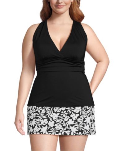 Танкини Lands' End Plus Size с V-образным вырезом и открытой спиной