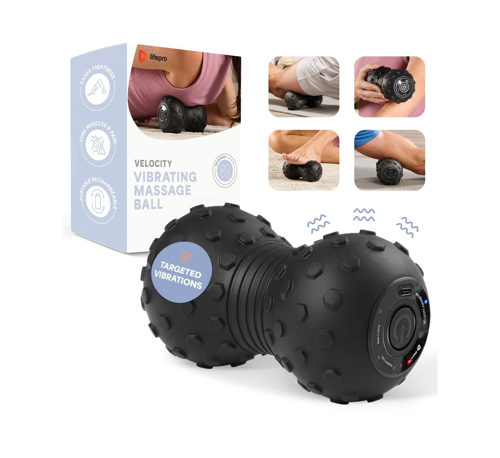 Lifepro Vibrating Peanut Massager - Deep Tissue Vibration Massage Ball & Foam Roller for Muscle Recovery, Mobility & Trigger Point Relief