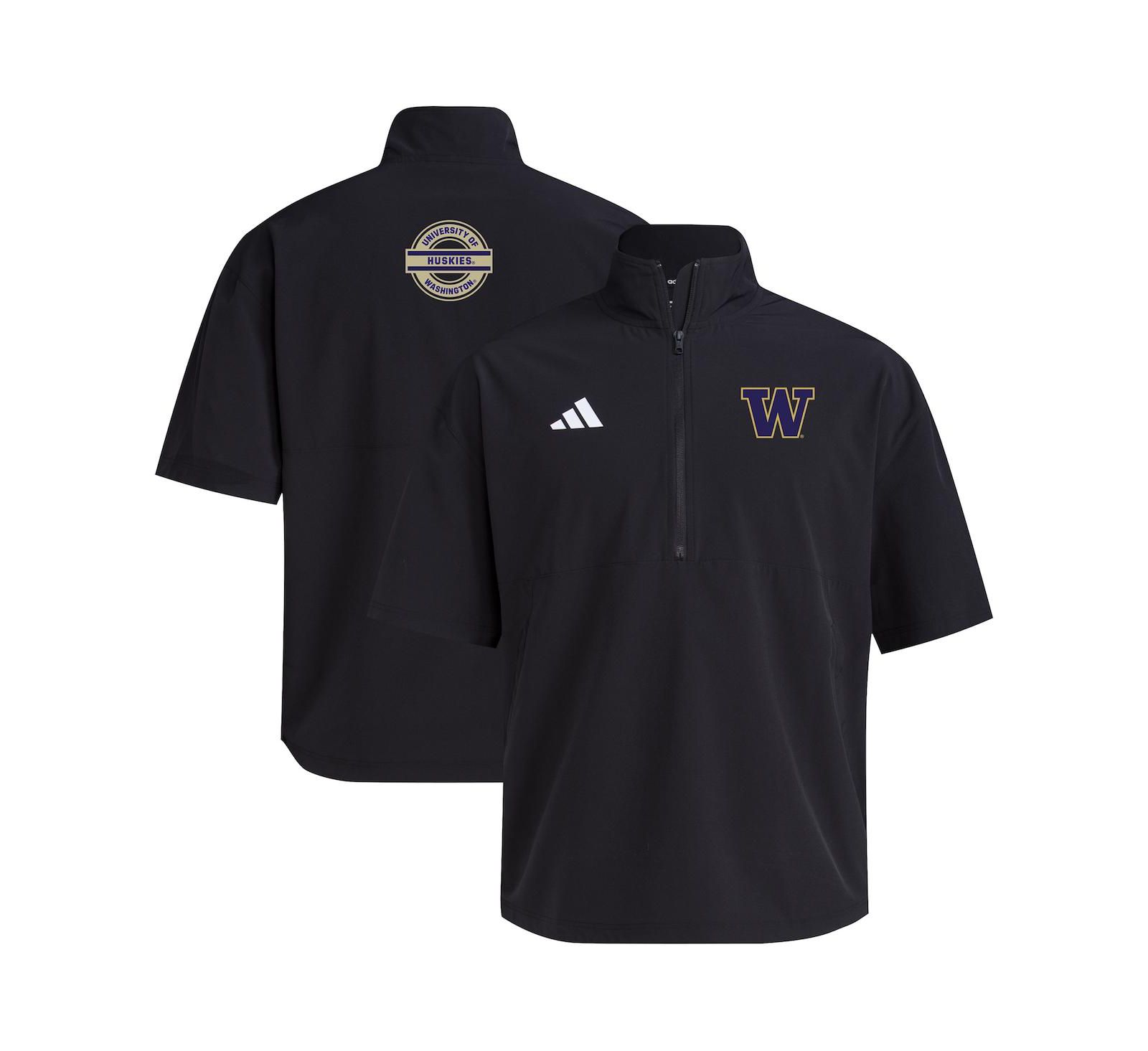 Adidas Men's Black Washington Huskies 2024 Half-Zip Short Sleeve Training Jacket