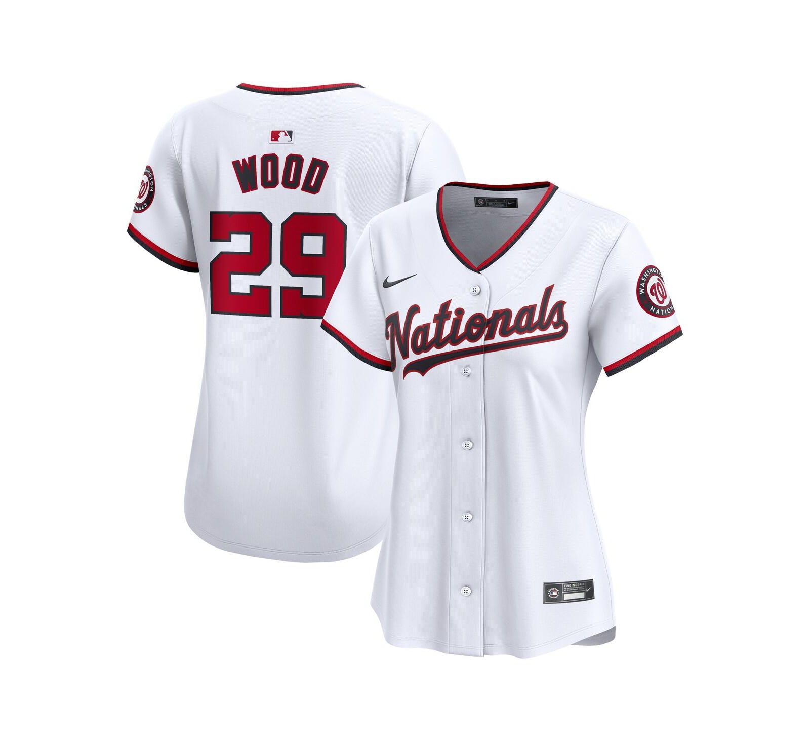 Женская джерси Nike James Wood White Washington Nationals Home Limited Player