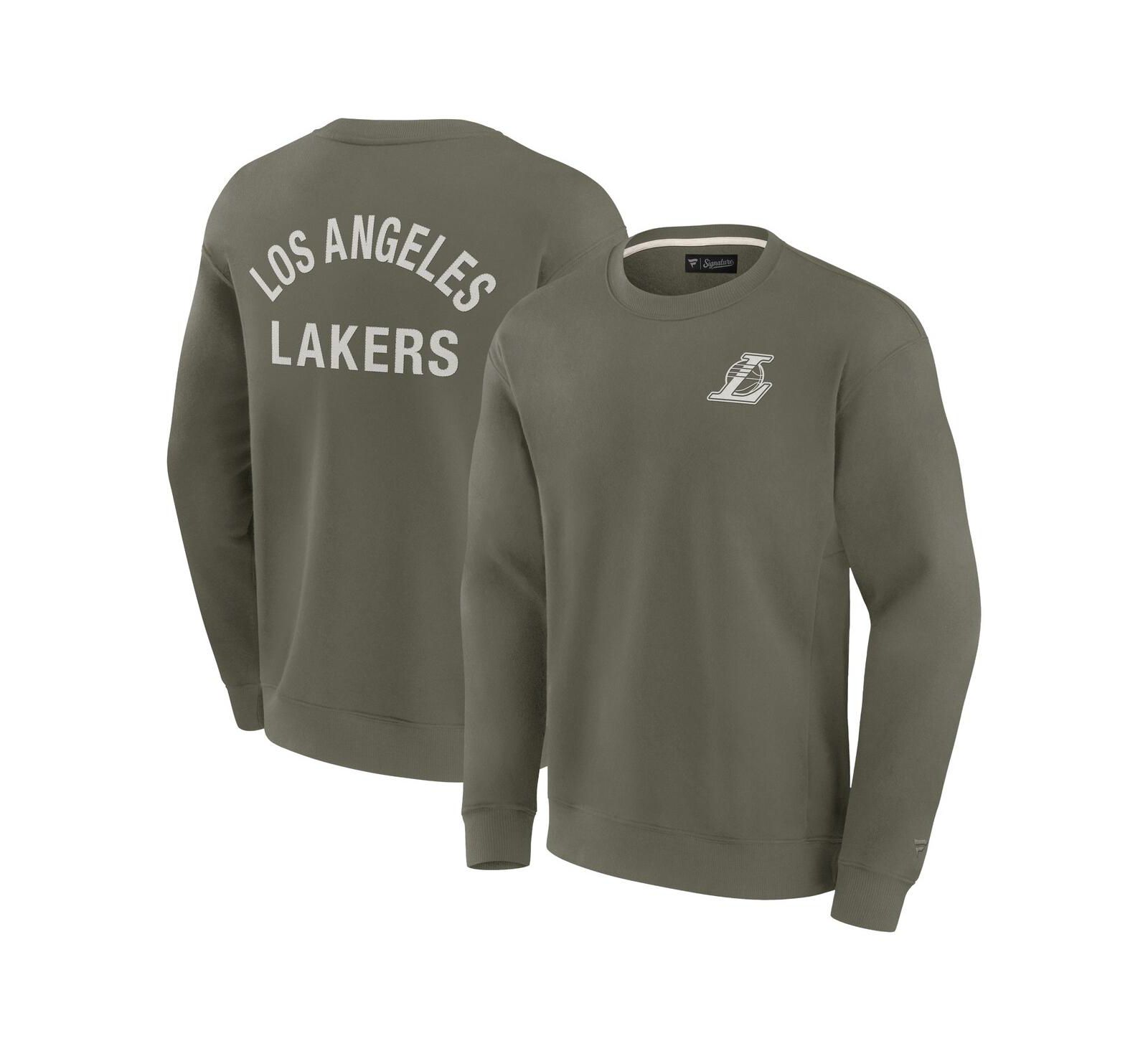 Мужское и женское свитшот Fanatics Olive Los Angeles Lakers Super Soft Pullover Crew
