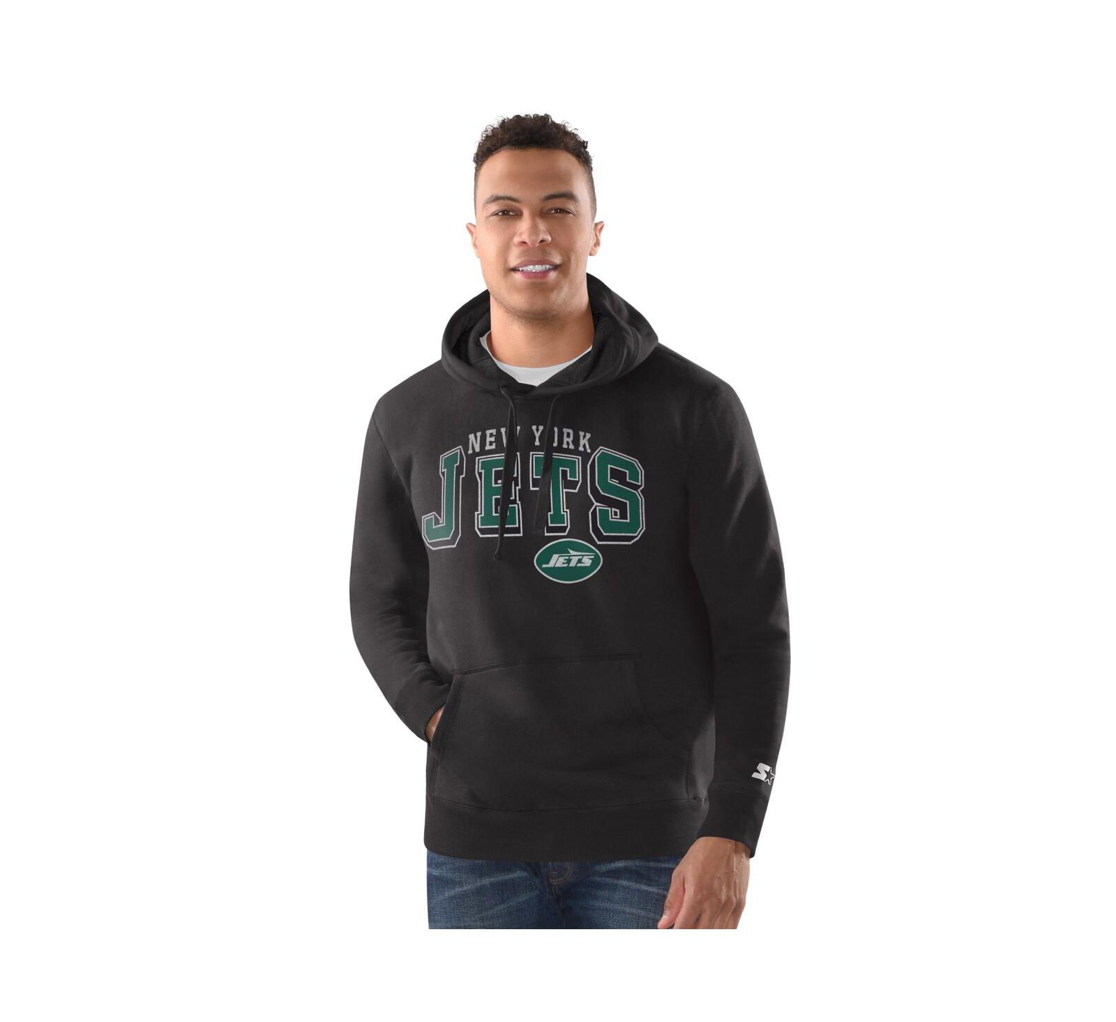 Starter Мужское винтажное худи Pullover New York Jets, угольный цвет