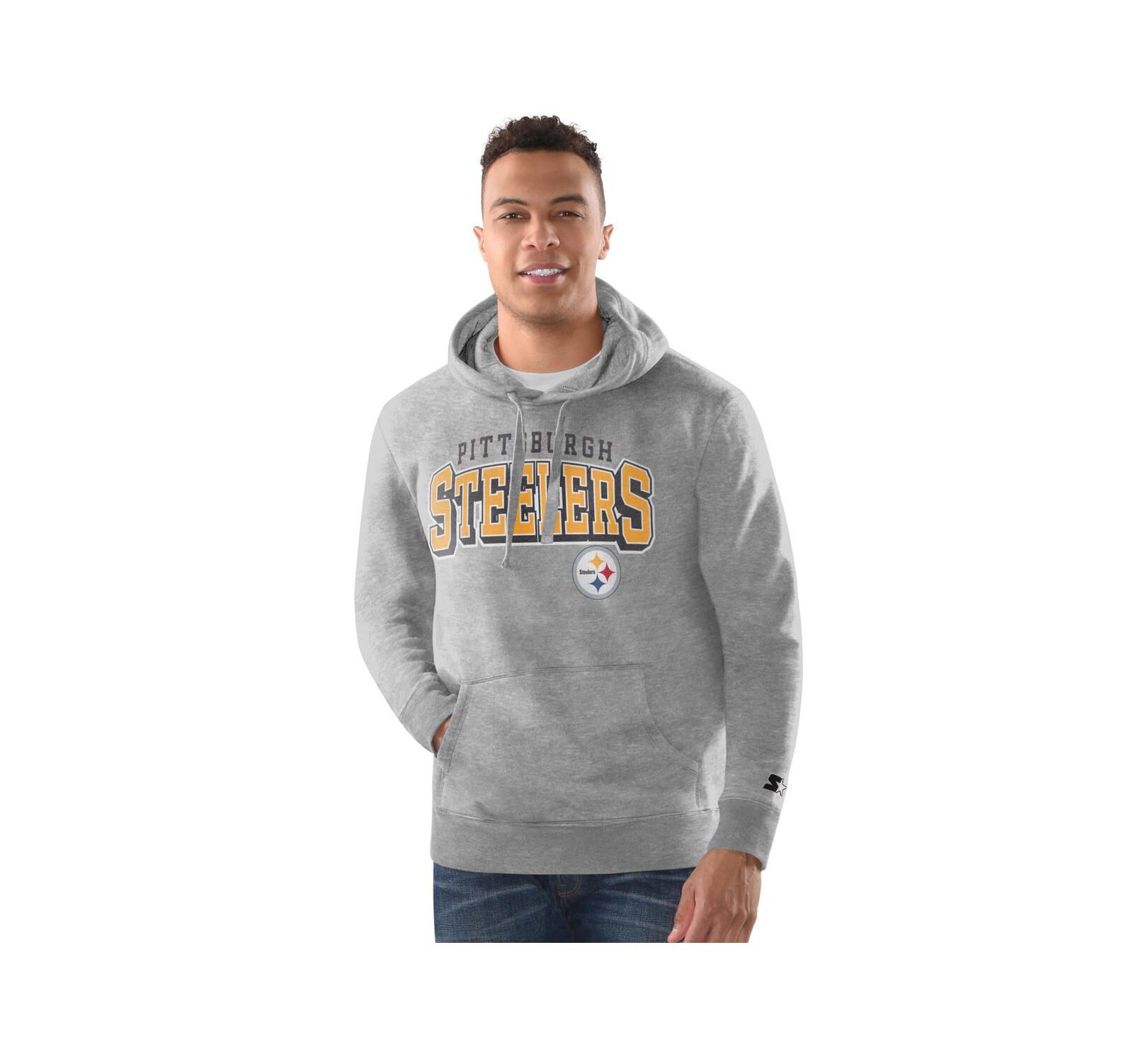 Starter Men's Heather Gray Pittsburgh Steelers Vintage Pullover Hoodie