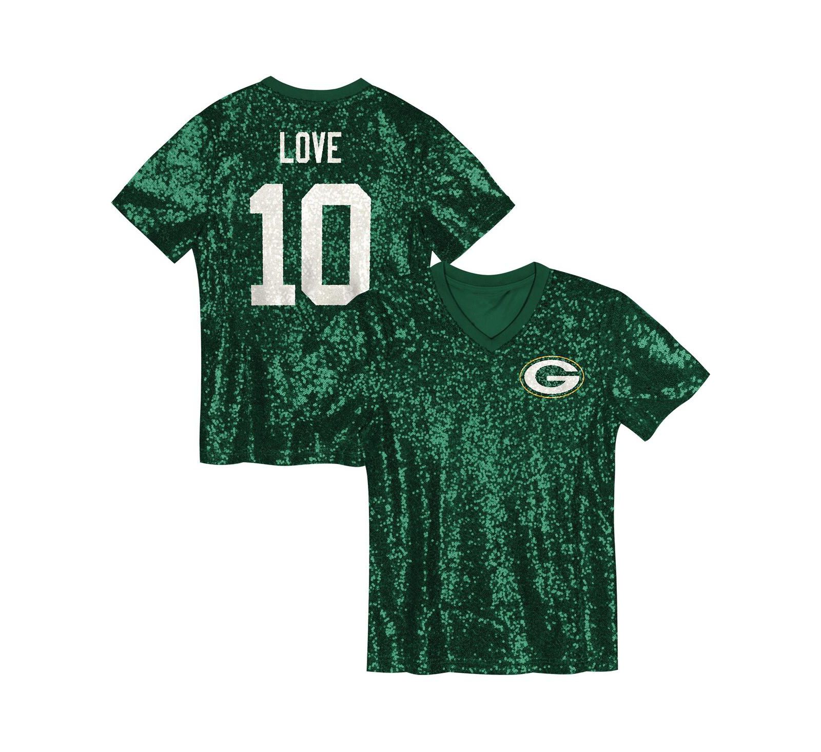 Outerstuff Детская джерси Jordan Love Green Bay Packers с пайетками