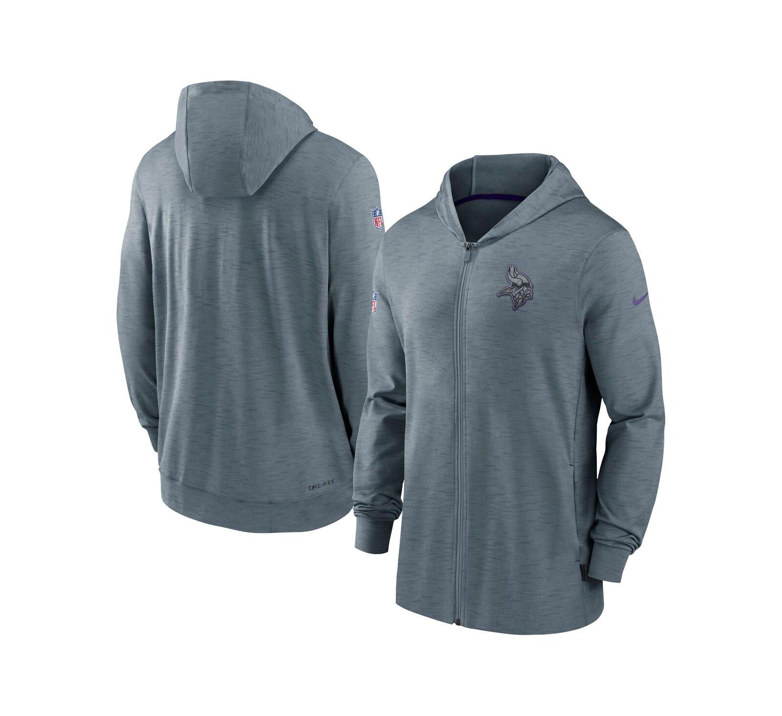 Nike Мужской Gray Minnesota Vikings 2022/23 Sideline Pop Performance Full-Zip Hoodie