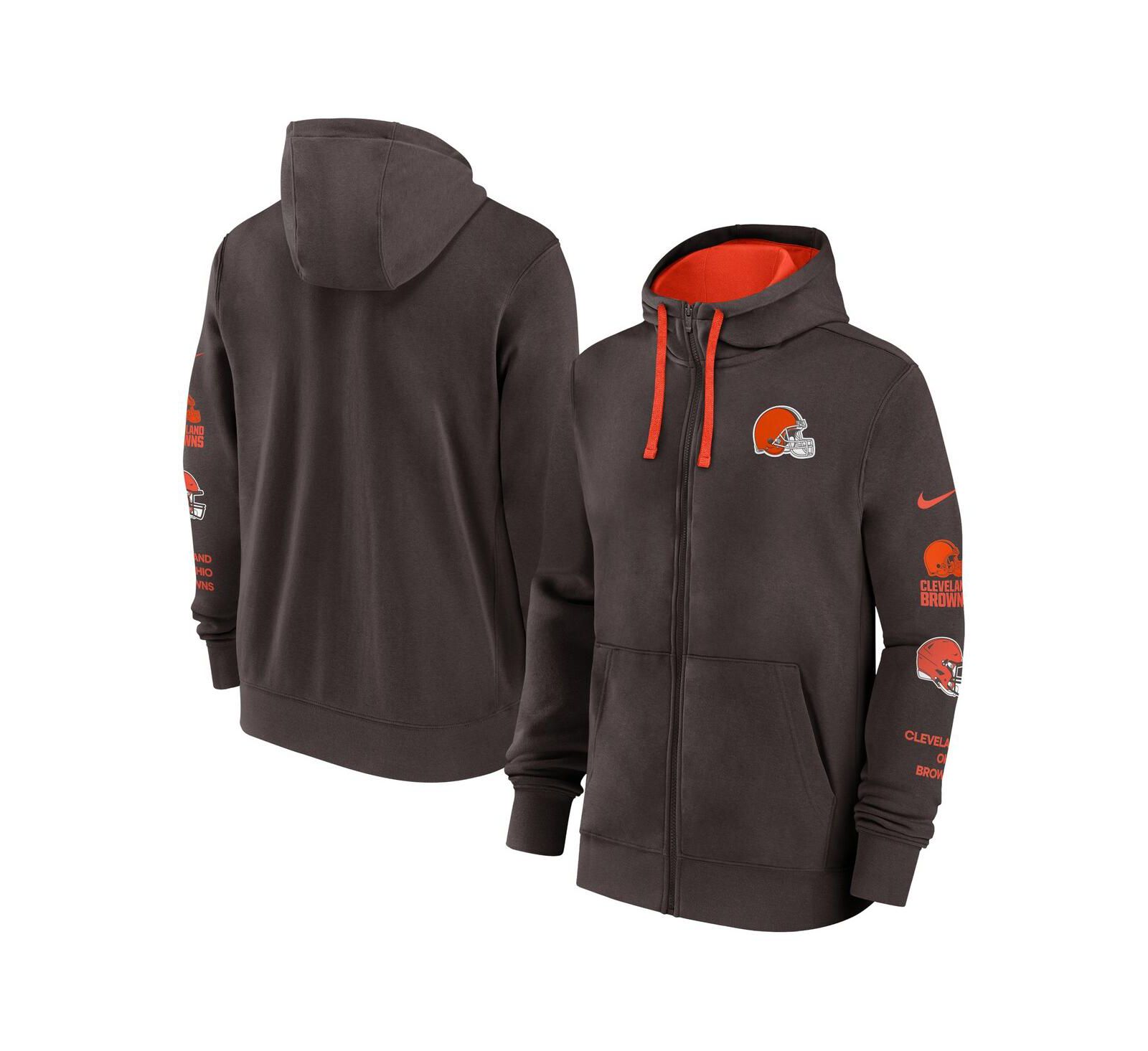 Мужская толстовка Nike Brown Cleveland Browns Club Full-Zip Hoodie Jacket