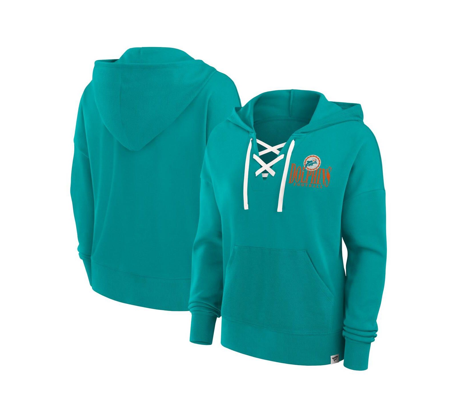 Женское худи Fanatics Aqua Miami Dolphins Blitz Left Lace-Up Pullover