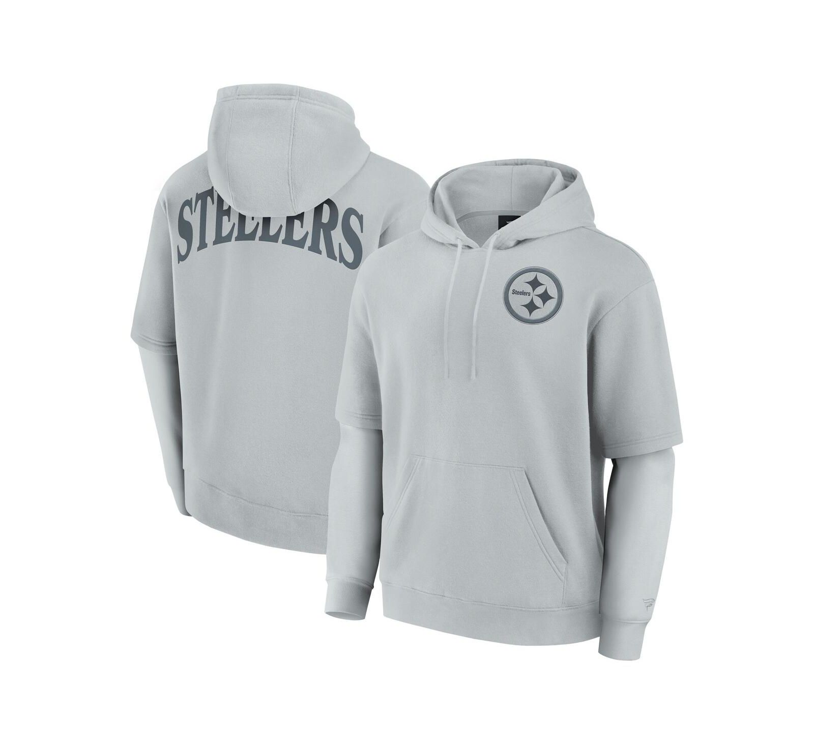 Мужское и женское худи Fanatics Gray Pittsburgh Steelers Sleek Elements