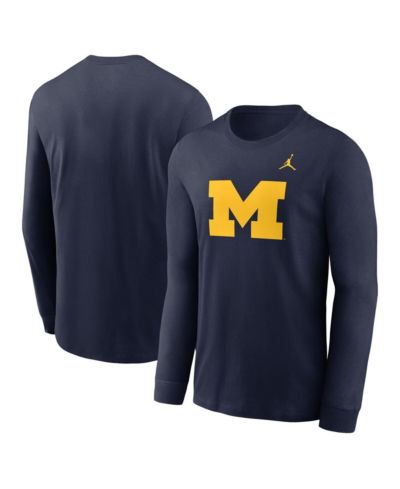 Мужская футболка Jordan Navy Michigan Wolverines Primary Logo Long Sleeve