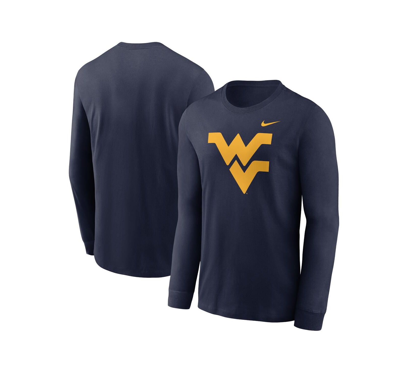 Nike Мужская темно-синяя футболка с длинным рукавом West Virginia Mountaineers