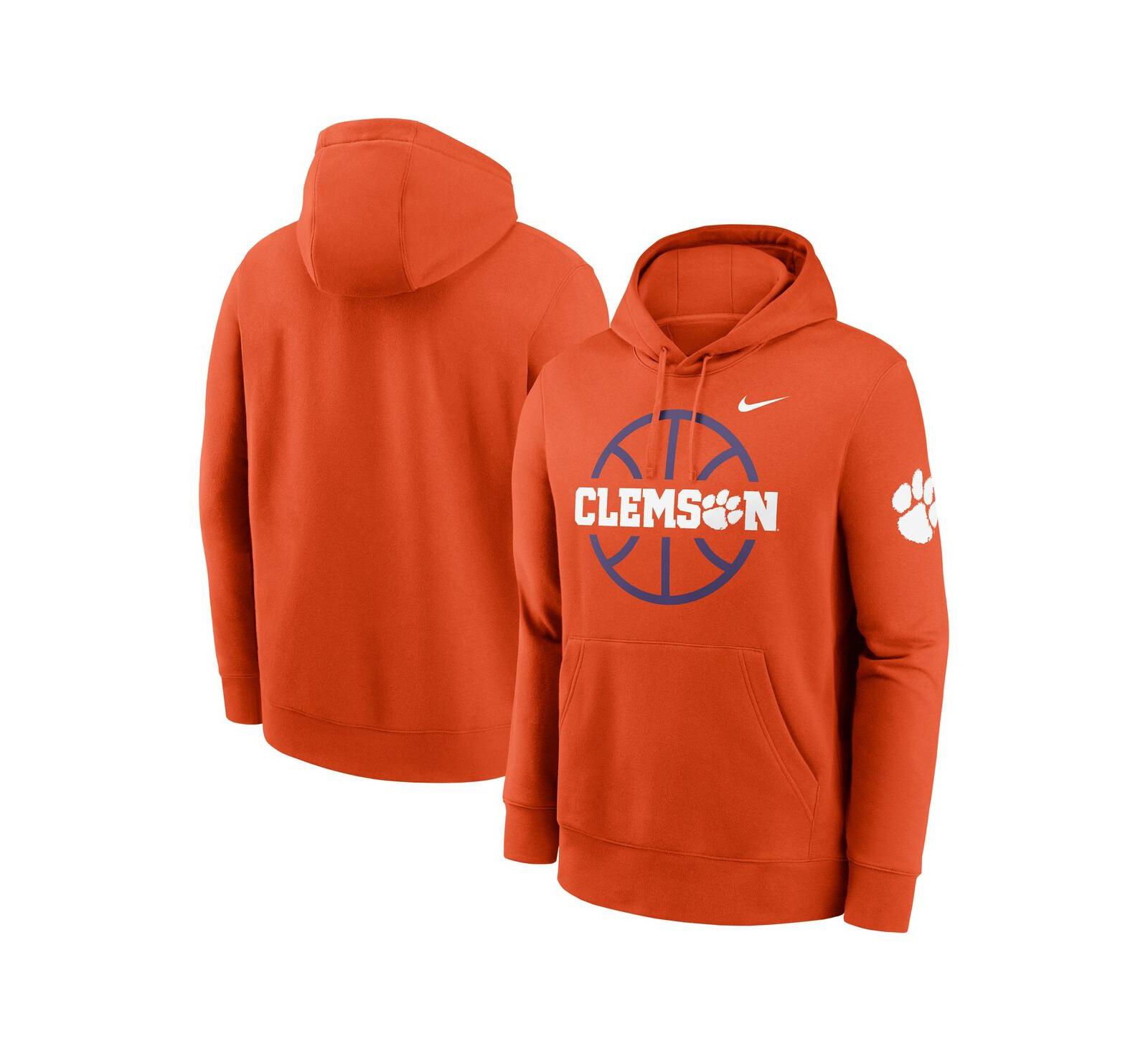 Nike Men's Orange Clemson Tigers Basketball Icon Club Fleece Pullover Hoodie