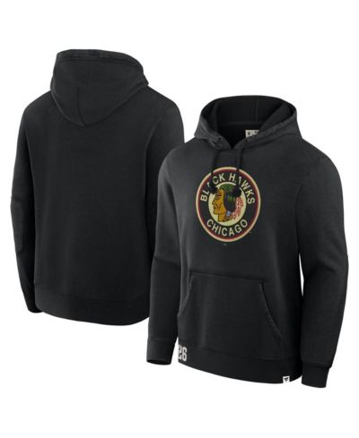 Мужское флисовое худи Fanatics Black Chicago Blackhawks Decades Collection Tradition Pullover