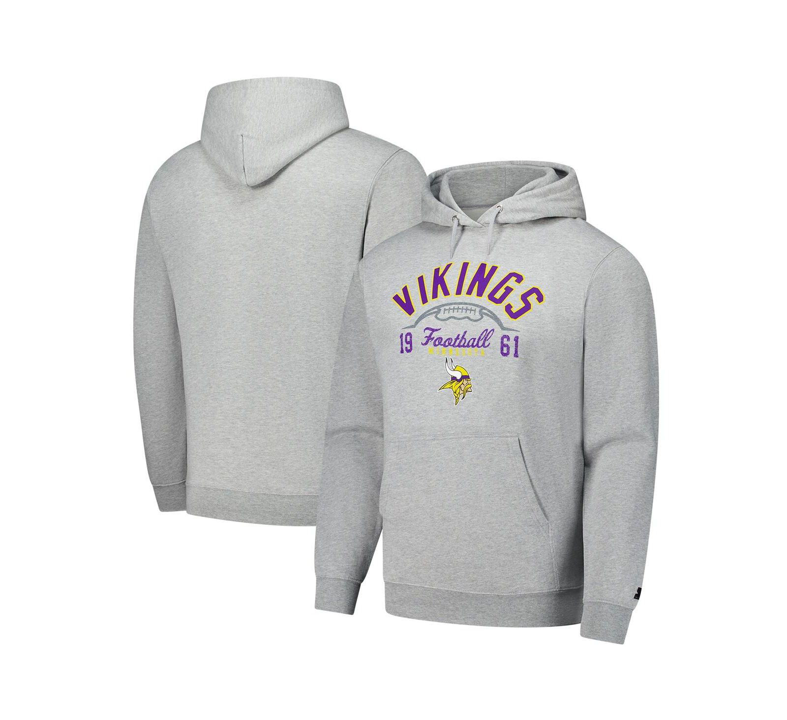 Мужское худи Starter Heather Gray Minnesota Vikings Pullover