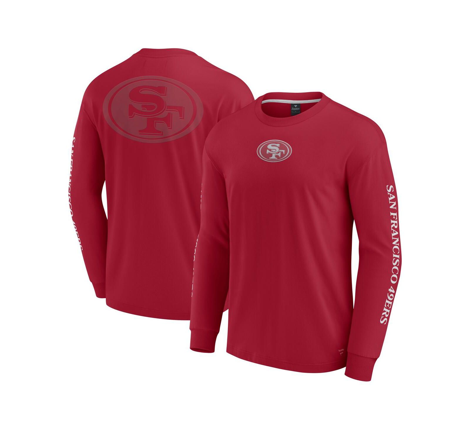 Мужские и женские футболки Fanatics Scarlet San Francisco 49ers Elements Strive с длинным рукавом