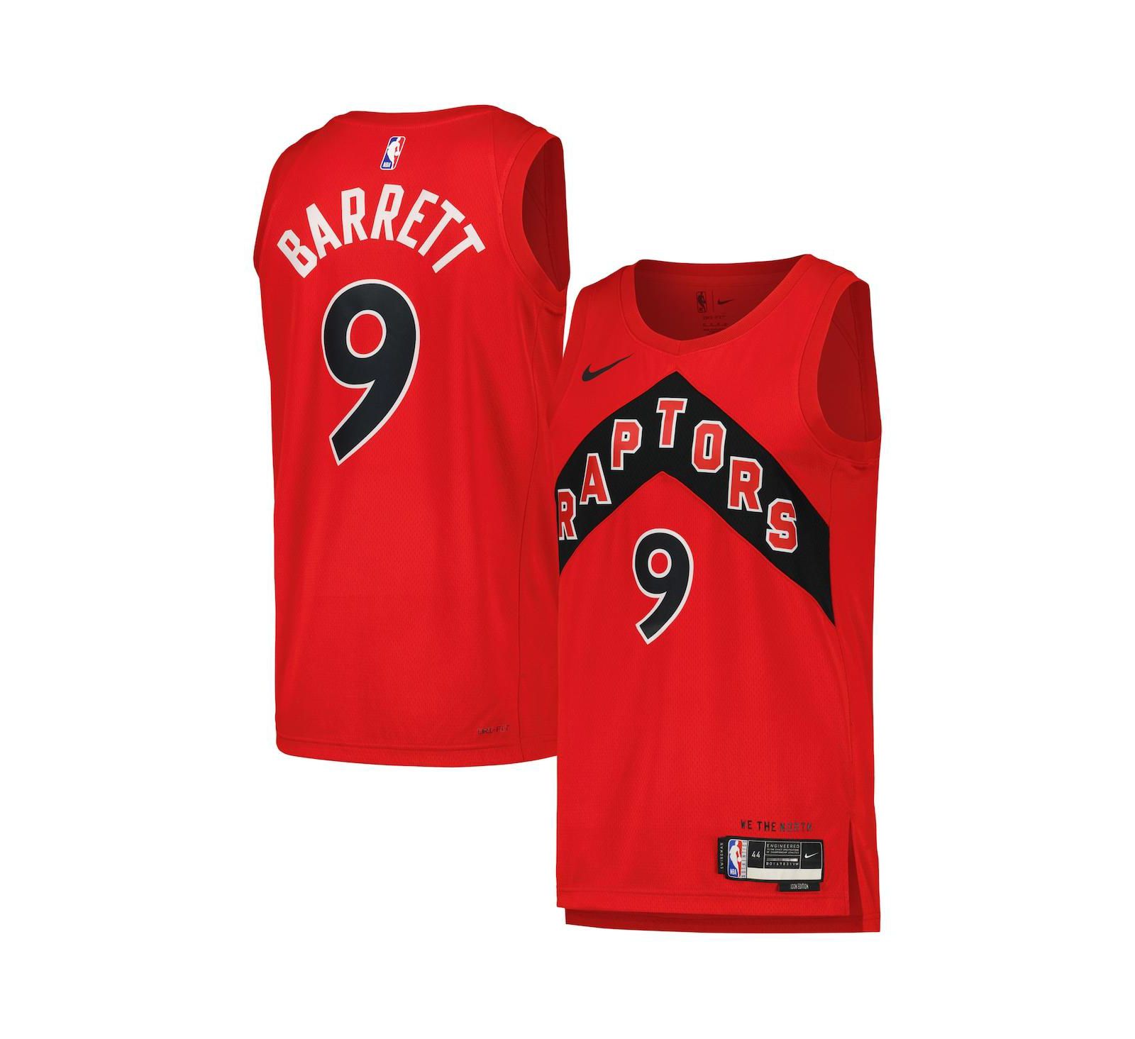 Nike Мужская и Женская джерси RJ Barrett Toronto Raptors Red - Icon Edition