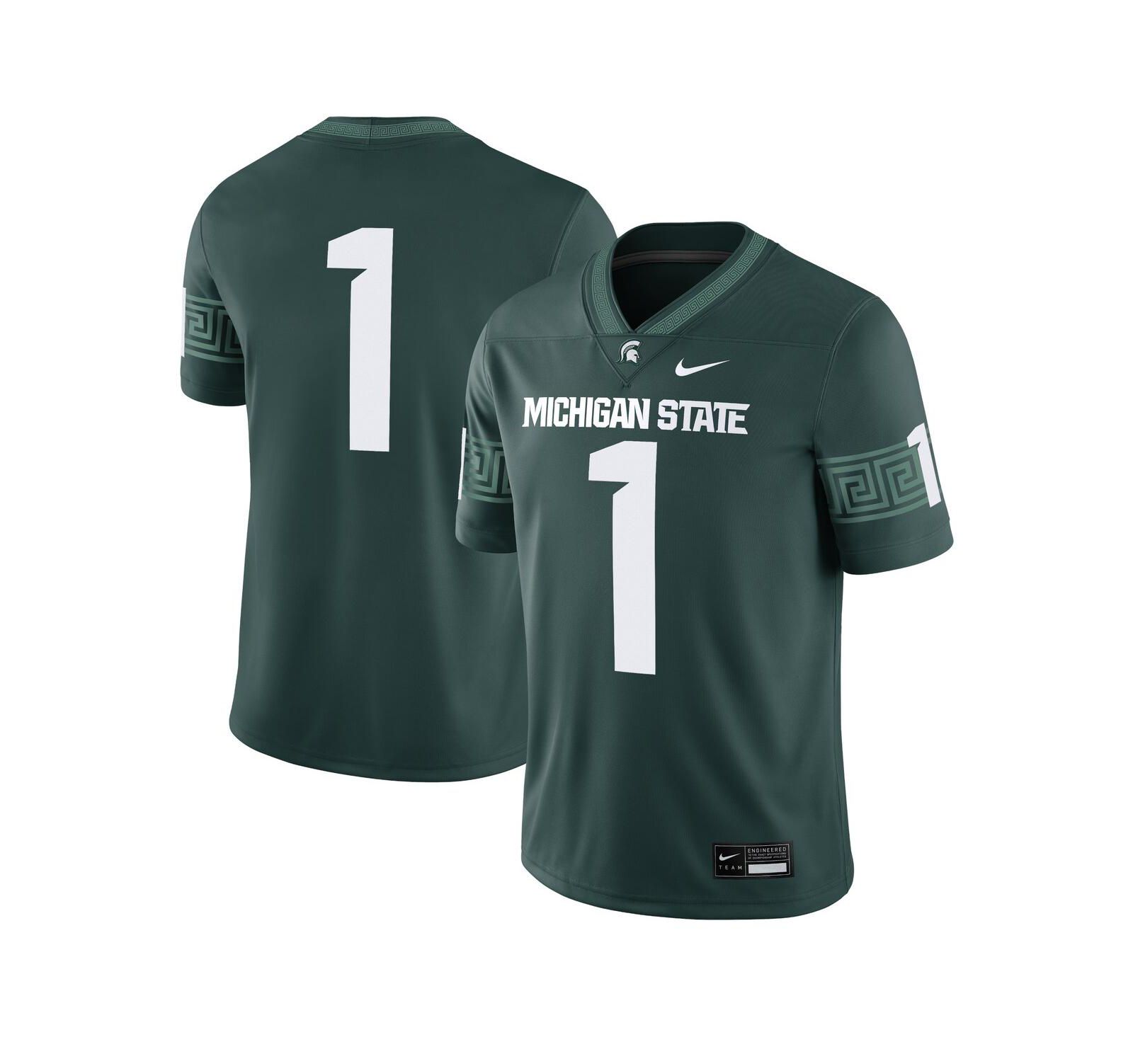 Мужская джерси Nike Michigan State Spartans, зеленая, 1 Green