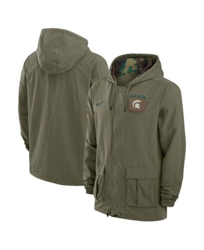 Nike Men's Olive/Camo Michigan State Spartans 2024 Military Appreciation Full-Snap Hoodie Military Jacket