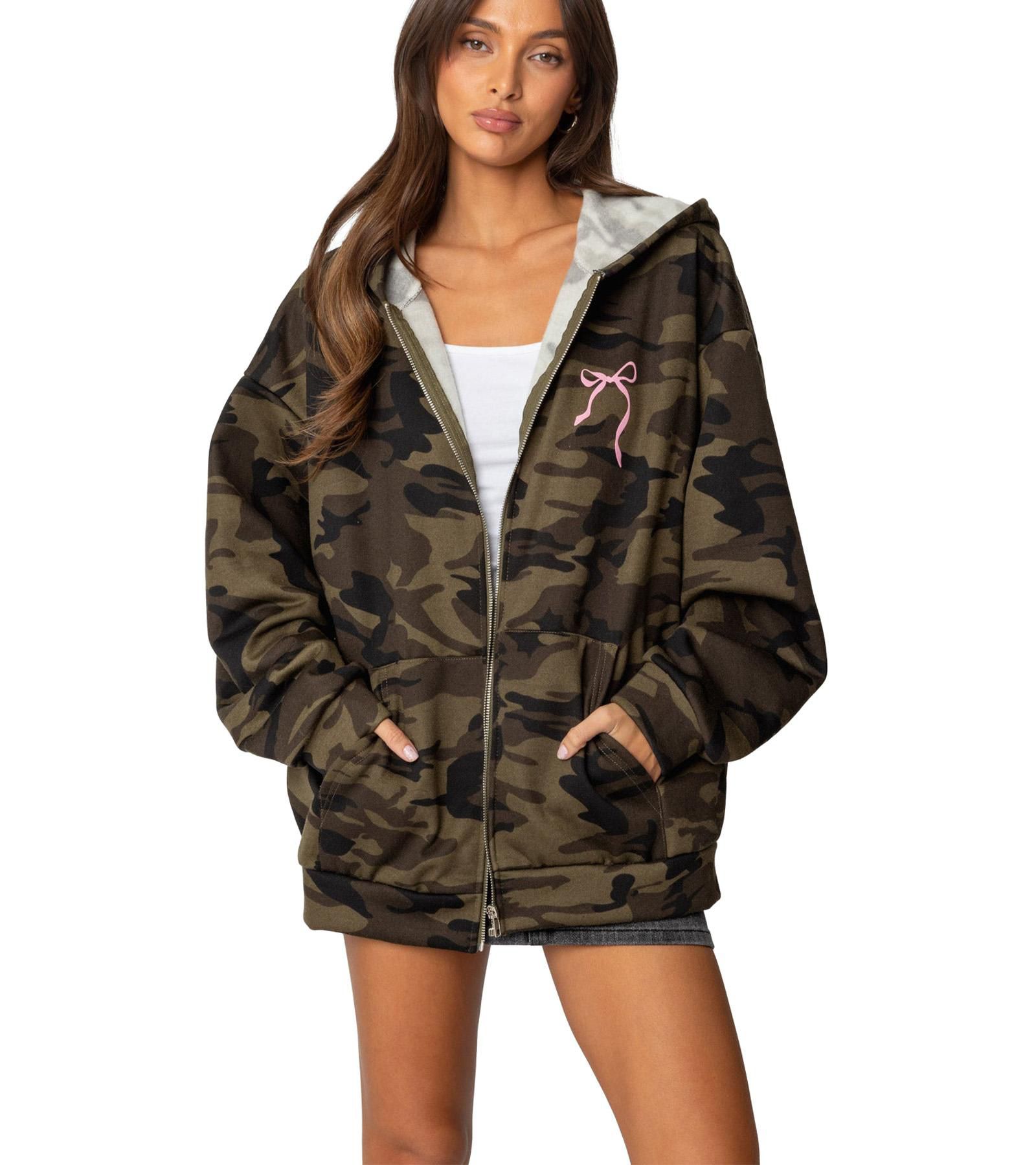 Edikted Женский худи Camo Oversized с деталью Bow