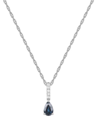 Macy's Sapphire (1/2 ct. t.w.) & Diamond (1/20 ct. t.w.) Linear Pendant 18" Necklace in 14k White Gold (Also Available in Ruby & Emerald)
