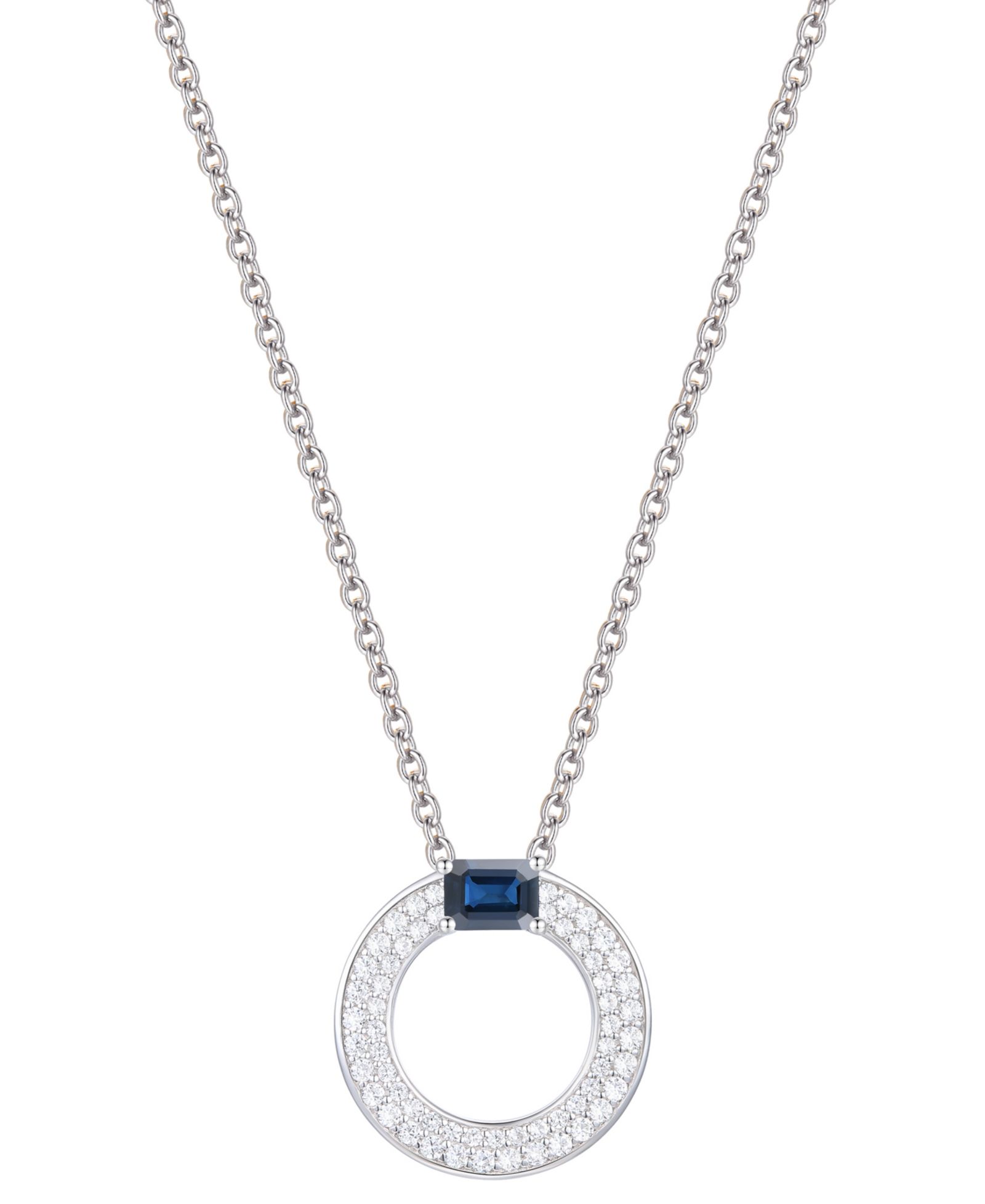 Macy's Sapphire (1/4 ct. t.w.) & Diamond (1/4 ct. t.w.) Circular Pendant 18" Necklace in 14k White Gold (Also Available in Ruby & Emerald)