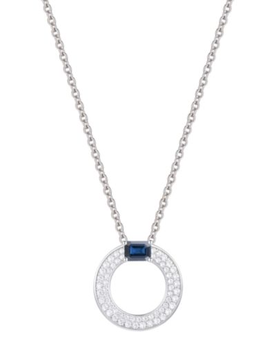 Macy's Sapphire (1/4 ct. t.w.) & Diamond (1/4 ct. t.w.) Circular Pendant 18" Necklace in 14k White Gold (Also Available in Ruby & Emerald)