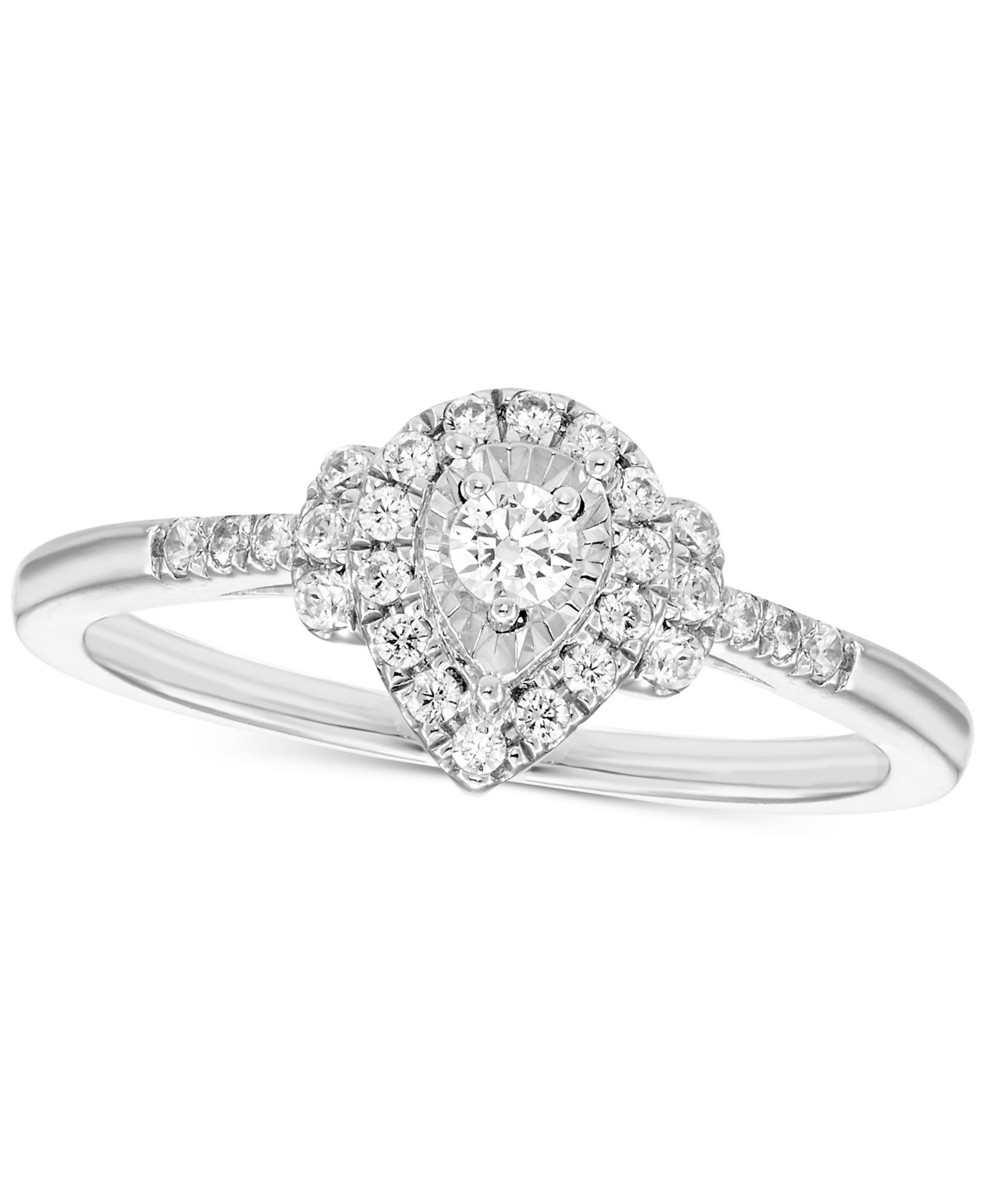 Помолвочное кольцо с бриллиантом в форме груши (1/4 ct. t.w.), 14k White Gold