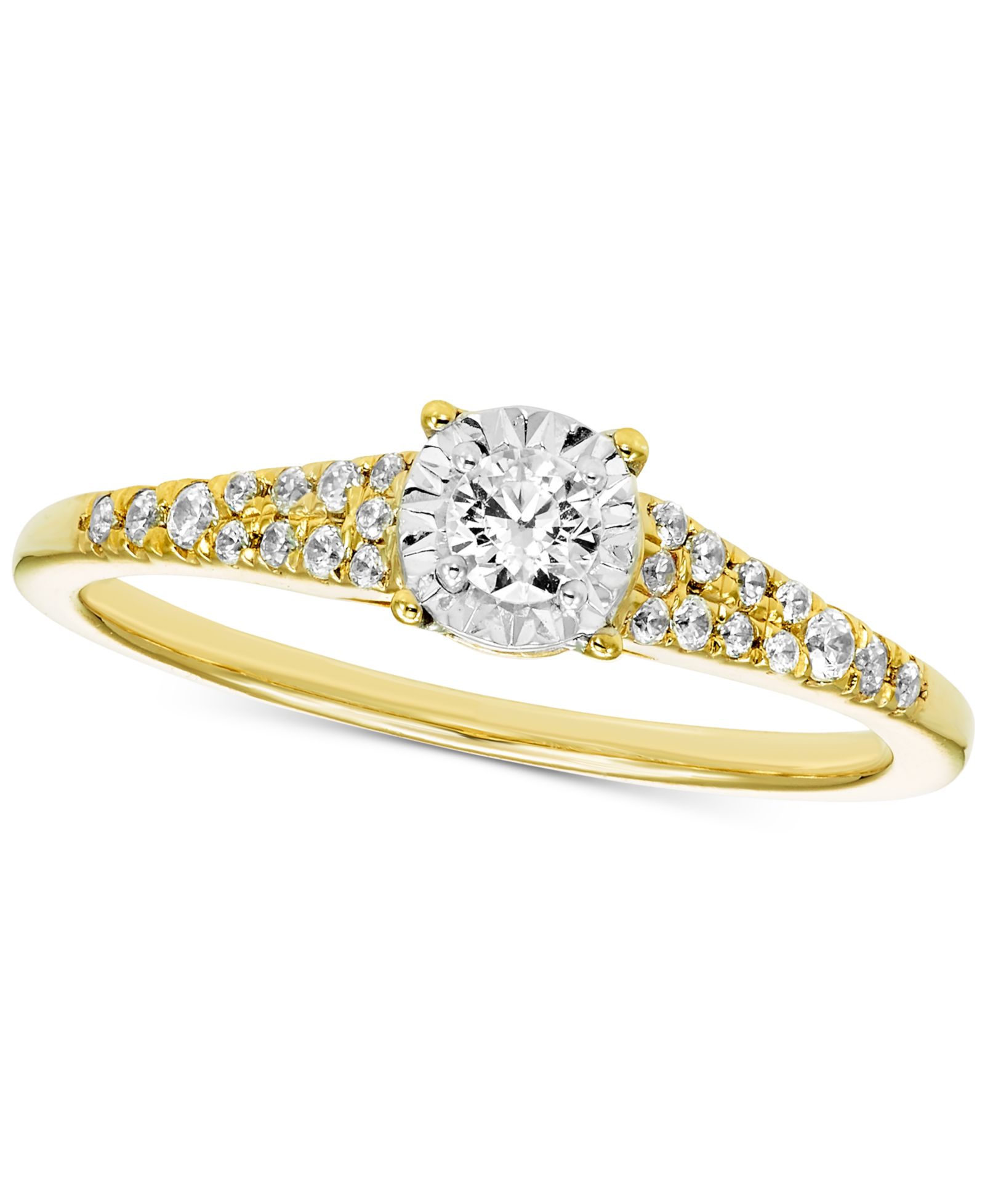 Помолвочное кольцо с бриллиантовым паве, 14k Gold, (1/4 ct. t.w.)