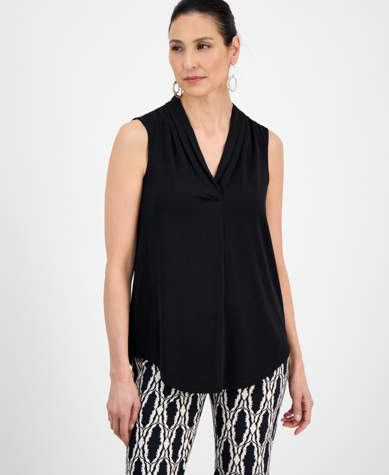 JM Collection Women's V-Neck Sleeveless Knit Blouse, Exclusively at Macy's