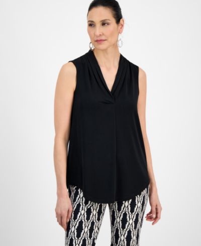 JM Collection Women's V-Neck Sleeveless Knit Blouse, Exclusively at Macy's