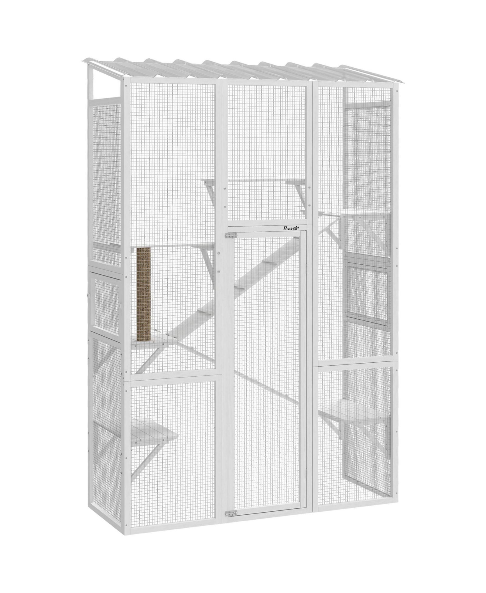 PawHut Outdoor Catio Cat Enclosure w/ Platforms, Scratching Post,