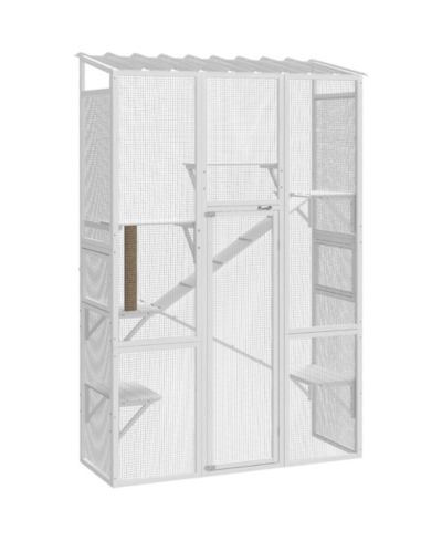 PawHut Outdoor Catio Cat Enclosure w/ Platforms, Scratching Post,