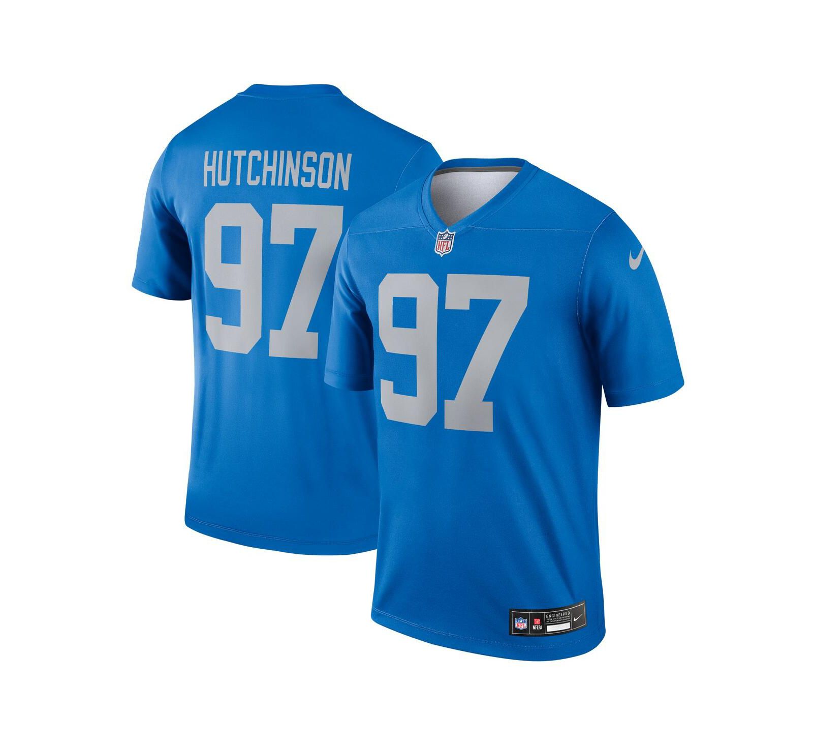 Мужской спортивный топ Nike Aidan Hutchinson Blue Detroit Lions Alternate Legend Player Performance