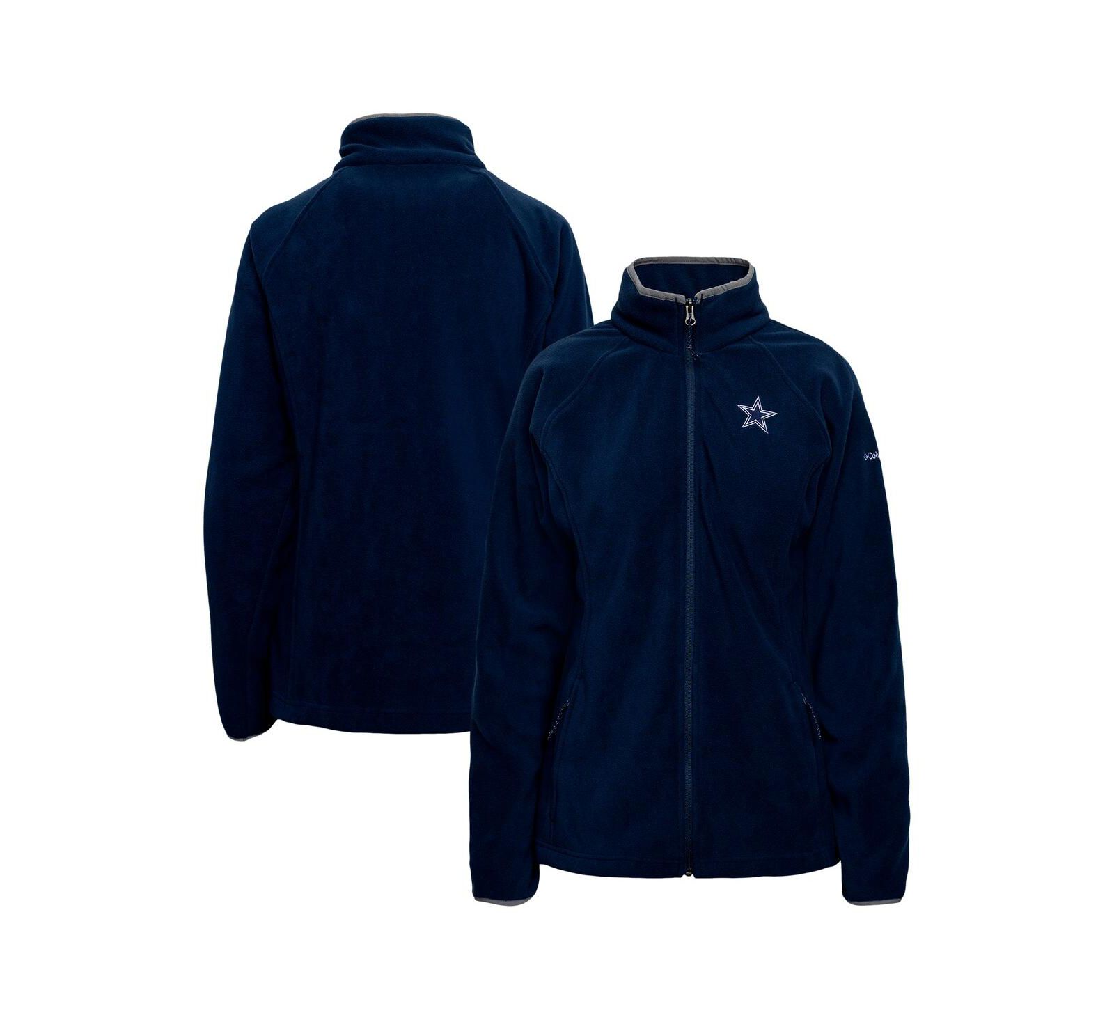 Columbia Women's Navy Dallas Cowboys Give and Go III Fleece Raglan Full-Zip Jacket