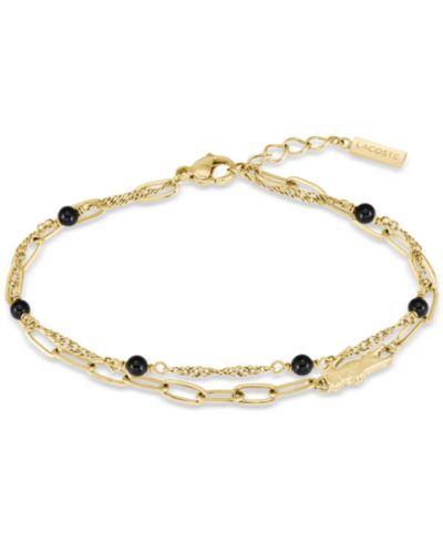Lacoste браслет Lacoste Deva Black Onyx Stone Bead Crocodile Charm