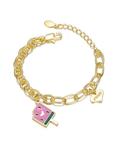 GiGiGirl Kids Plated Charm Bracelet - "Sweet Heart & Watermelon Treat"