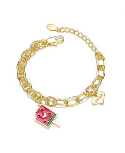 GiGiGirl Kids Plated Charm Bracelet - "Sweet Heart & Watermelon Treat"