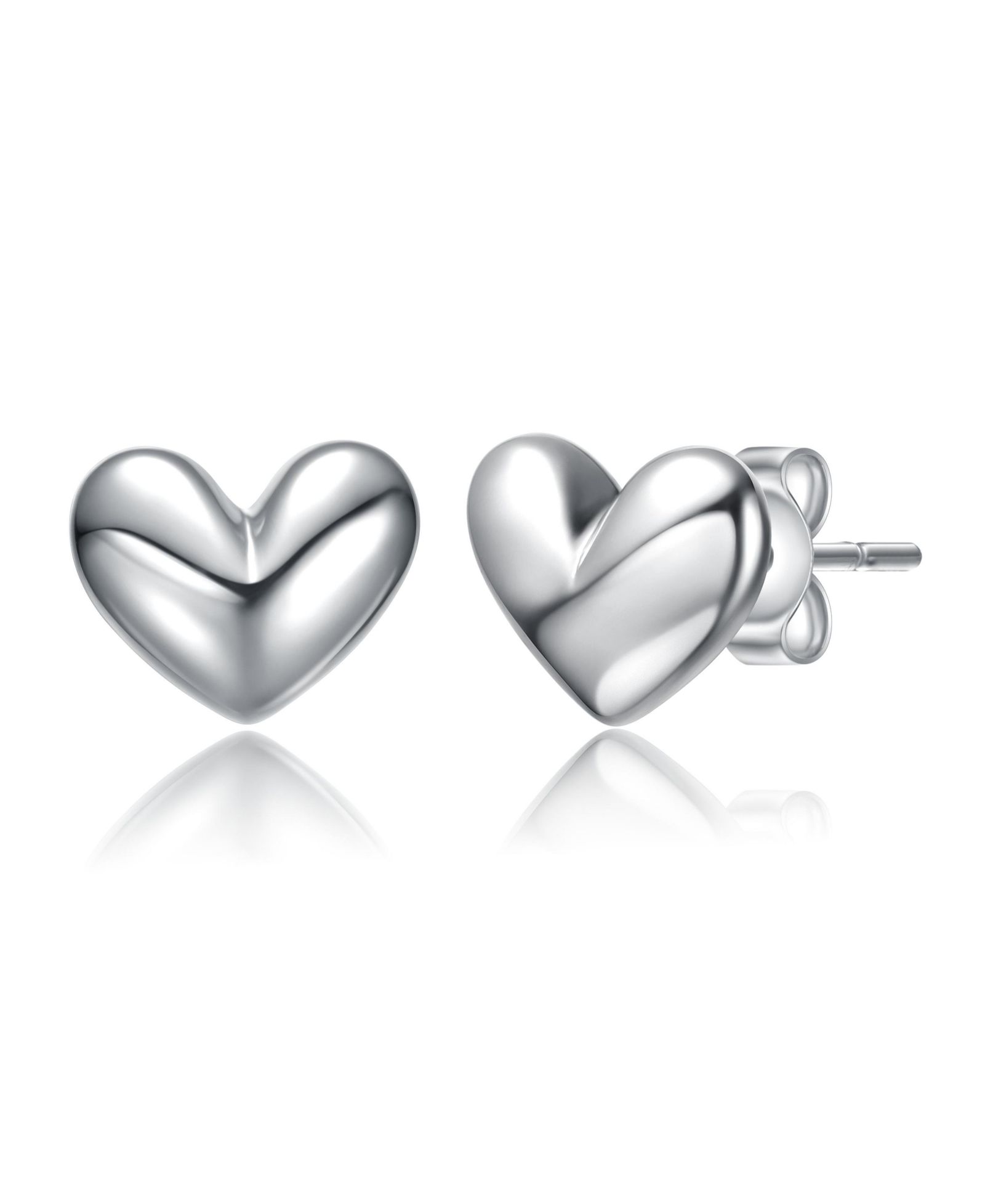 GiGiGirl Minimalist High-Polish Puffy Heart Dainty Stud Earrings